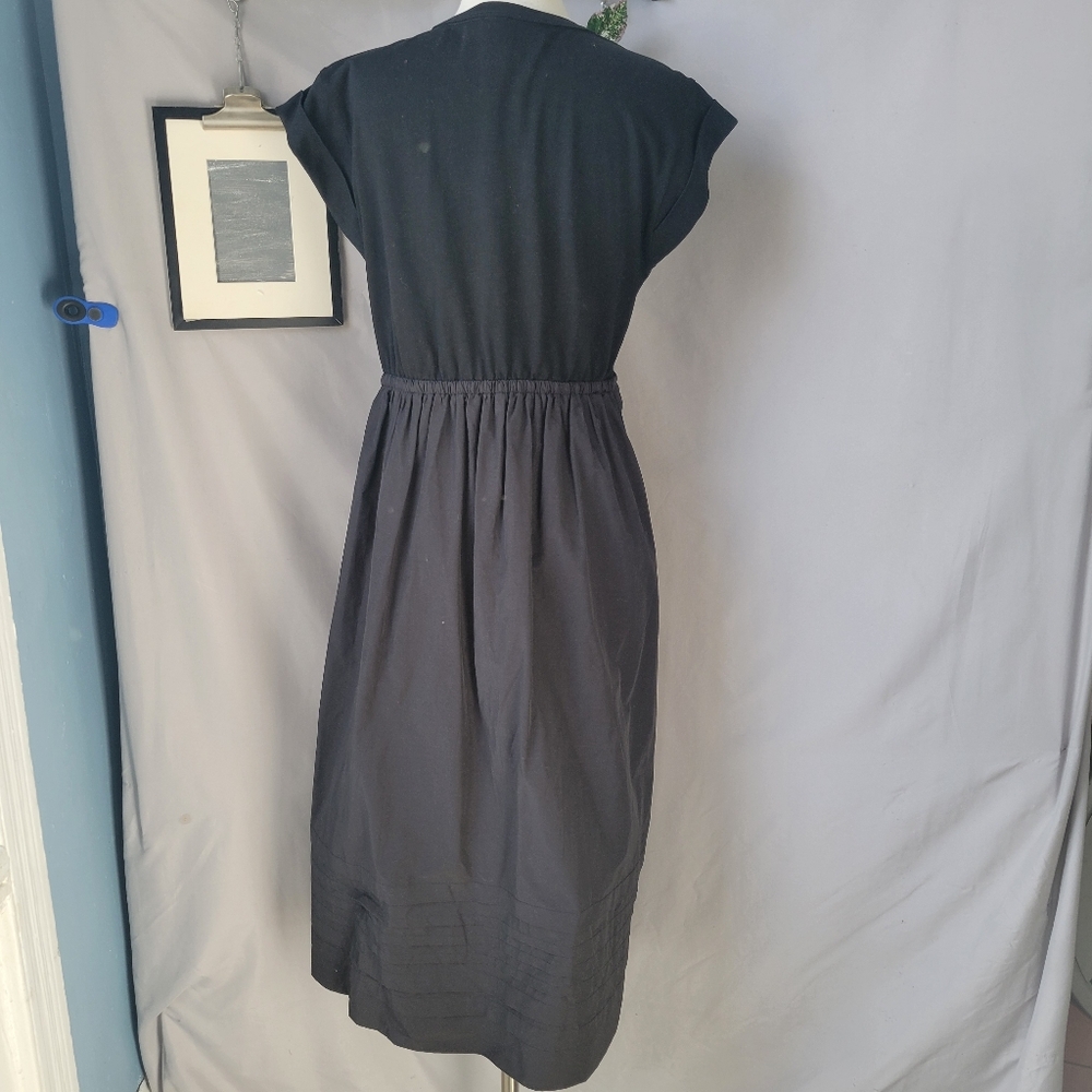 La Ligne Wilhelmina T-Shirt Midi Dress with Shirring Black M - Picture 8 of 13